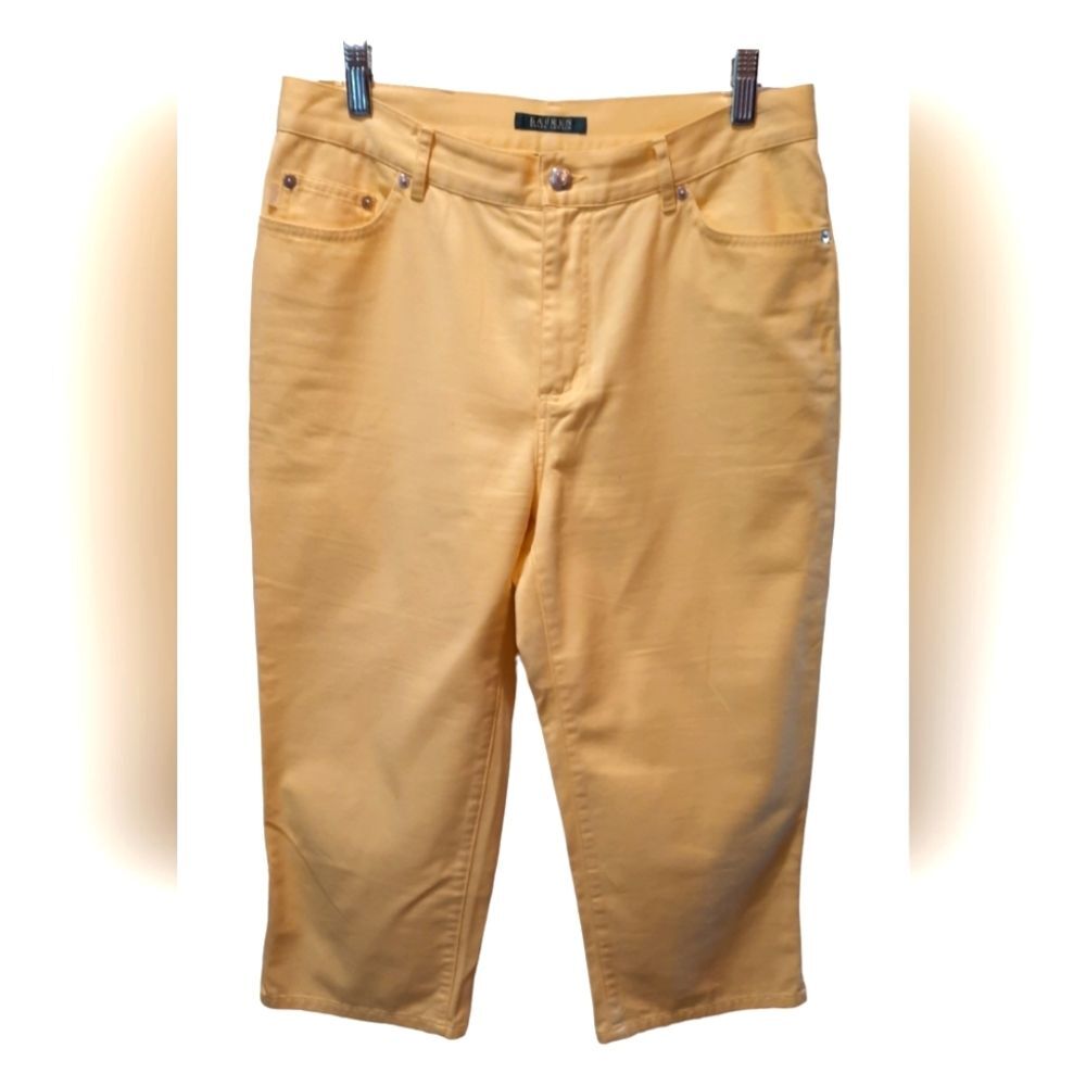 Lauren Ralph Lauren Capri Pants Womans 10 Yellow Preppy Beach Classic Travel